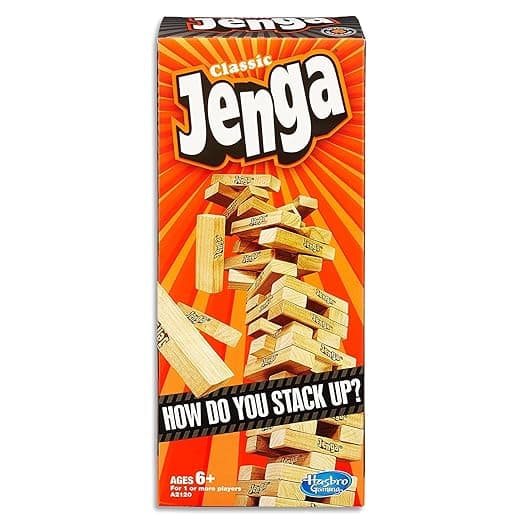 Hasbro Gaming Original Jenga Game, Jenga Stacking Tower Game, Fun Family Game for Kids & Families, Birthday Gift Toys for Kids Ages 6+, Jenga for 1 or More Players