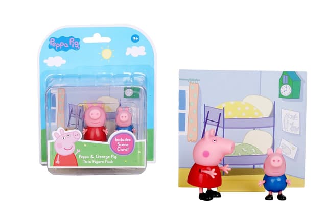 PEPPA PIG and George Twin Figure Fun Pack with Two Poseable Figures and a Scene Card