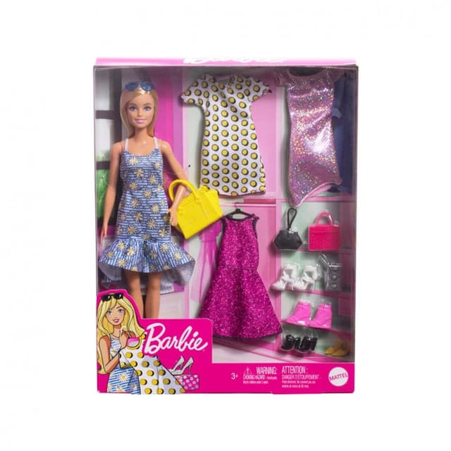Barbie 11 Accessories Fashionistas Doll Include 4 Complete Fashion Dresses and Other Accessories 3+ Years Age