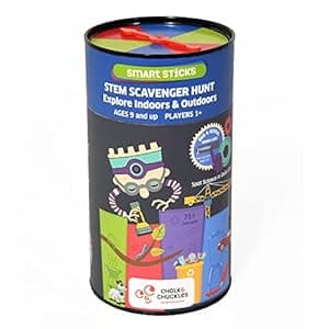Chalk and Chuckles Smart Sticks-Stem Scavenger Hunt Game for Kids Age 8-10-12-14 Years, Gift for Boys and Girls 8-12 Year Old, Science Toys