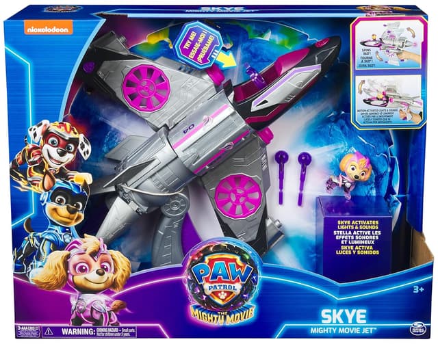Paw Patrol The Mighty Movie Transforming Rescue Jet with Skye|Mighty Pups Action Figure|Kids Collectable Car Figure with Lights and Sounds