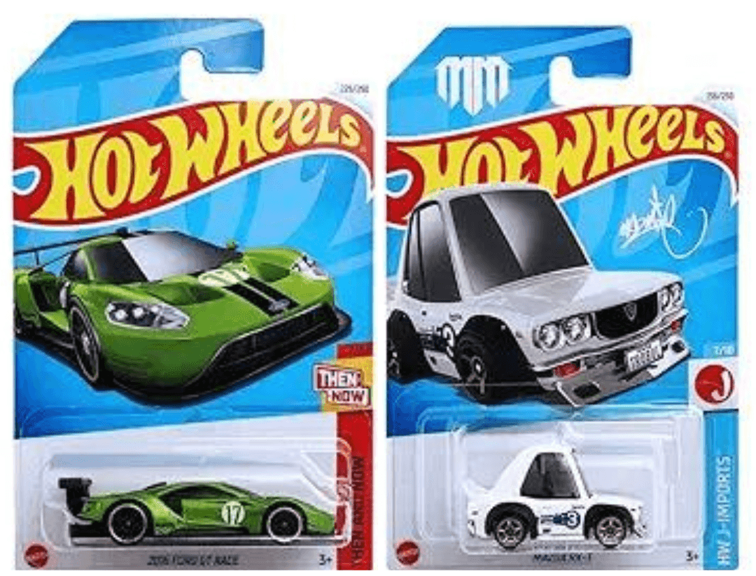Hot Wheels 2024 2016 Ford GT Race Then And Now + Mazda RX-3 HW-J-imports for Ages 3 and Up (P-CASE)