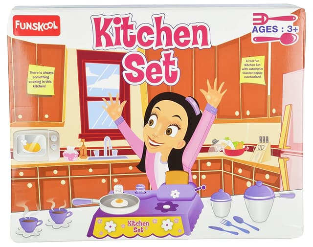 Funskool Giggles Kitchen Set - Colorful Pretend Play Cooking Set for Kids 3+, Enhances Language & Social Skills