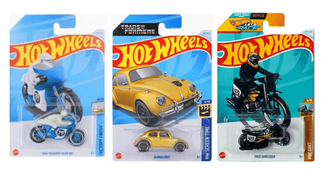 Hot Wheels 2024 Bumblebee + 1966 Triumph +HW Tred Shredder FOR Ages 3 and Up (Q-CASE)