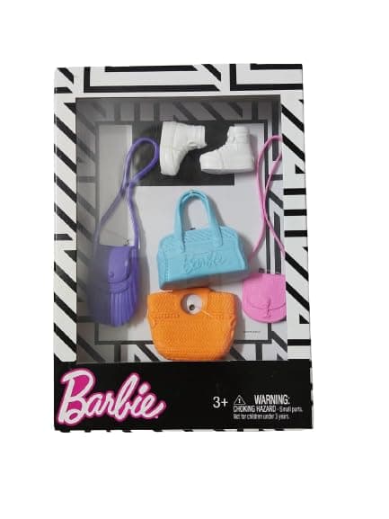 Barbie Doll Accessories Shoes | Bag |Purse| Shoulder Bag| Hanger for Dolls (Multicolor)
