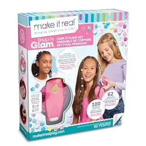Make It Real Snap N' Glam Hair Styling Set -Create Unique Styles with 100 Reusable Bead Clips, Gems & Accents-Great for All Hair Types- Easy to Use, Remove, and Reuse - Fun Gift for Girls Ages 8