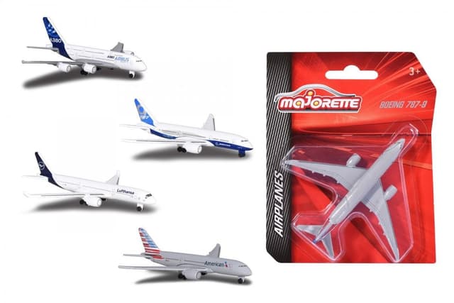 Majorette Die-Cast Airplane – 1 Random Model (Airbus A380, Boeing 787 & More) – Assorted Airline Designs
