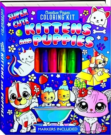 Super Cute Kittens And Puppies Creative Pages Coloring Kit