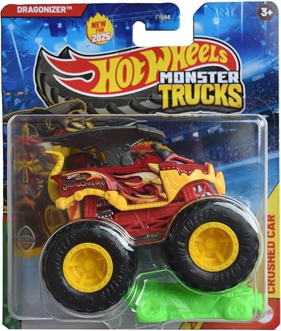 Hot Wheels Monster Trucks Beast Bashers Includes Crushed Car