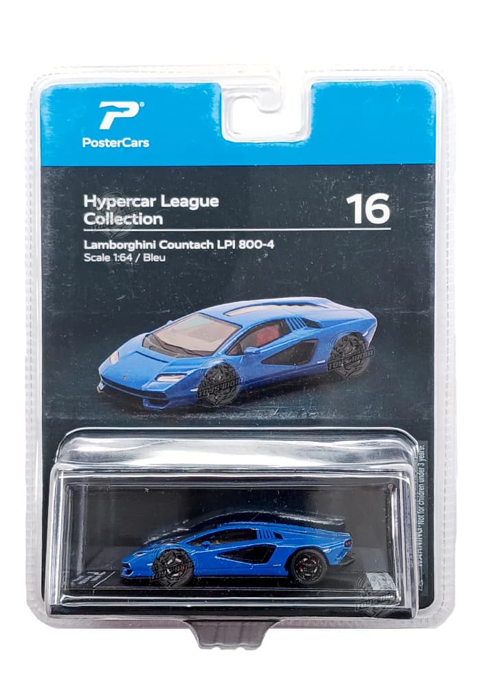 PosterCars Hypercar League Collection Lamborghini Countach LPI 800-4 1:64 Scale Blue