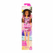 Barbie Fashion Doll With Straight Brown Hair Wearing Removable Pink Dress With Logo Print & Shoes