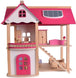 Knick Knack Wooden Doll House Playset Comes with Furniture Pieces to Decorate The Interior | Miniature Pretend Play House for Children (Vibrant Pink)