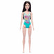 Barbie Beach Doll With Black Hair Wearing Tropical Blue Swimsuit