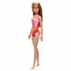 Barbie Beach Doll With Blonde Hair Wearing Pink Palm Tree Swimsuit