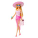 Barbie Blonde Doll with Pink and White Swimsuit, Sun Hat, Tote Bag and Beach-Themed Accessories