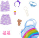 BARBIE Clothes and Accessories, Deluxe Keychain Rainbow Bag with Pajamas and Slumber Party Themed Accessories Dolls Like Slippers