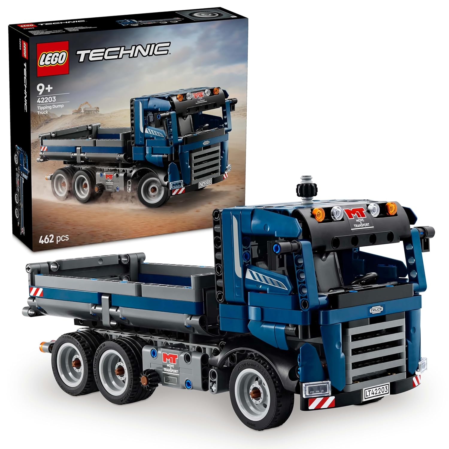 LEGO Technic Tipping Dump Truck Toy, Blue Construction Vehicle Set 422 ...