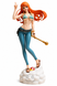 A collectible anime figurine of Nami One Piece standing on a white cloud base.